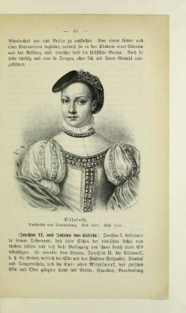 Elisabeth, Kurfürstin von Brandenburg. Geb. 1485. Gest. 1555
