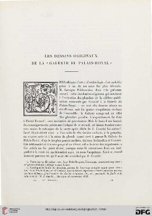5. Pér. 9.1924: Les dessins originaux de la "Galerie du Palais- Royal"