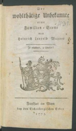 Der wohlthätige Unbekannte : eine Familien-Scene