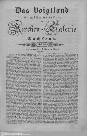 Die Parochie Klingenthal (Fortsetzung) : 35. Lieferung