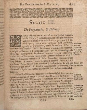 Sectio III. De Purgatorio. S. Patricij