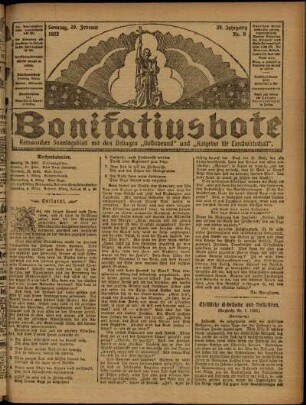 Erste Ausgabe vom Sonntag, den 26. Februar 1922.