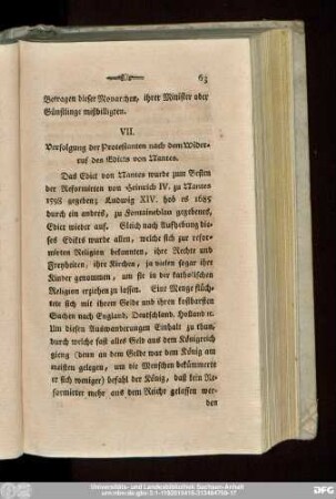 VII. Verfolgung der Protestanten nach dem Widerruf des Edicts von Nantes.