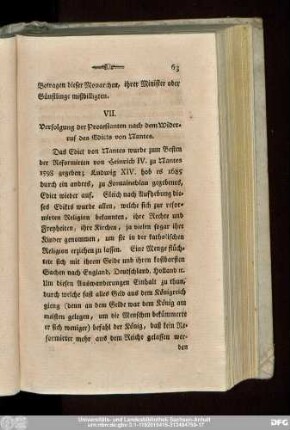 VII. Verfolgung der Protestanten nach dem Widerruf des Edicts von Nantes.
