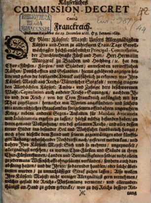 Kaiserliches Commissions Decret contra Frankreich