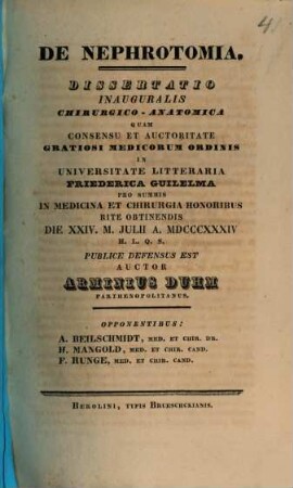 De nephrotamia : Diss. inaug. chir. anat.