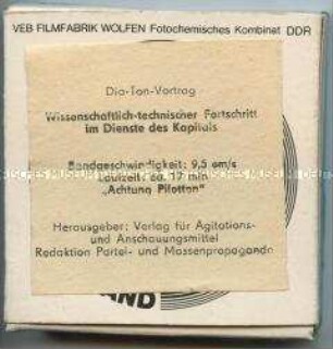 Tonband zum Dia-Ton-Vortrag "Wissenschaftlich-technischer Fortschritt im Dienste des Kapitals"
