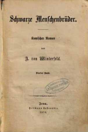 Schwarze Menschenbrüder : Komischer Roman von A. von Winterfeld, 4