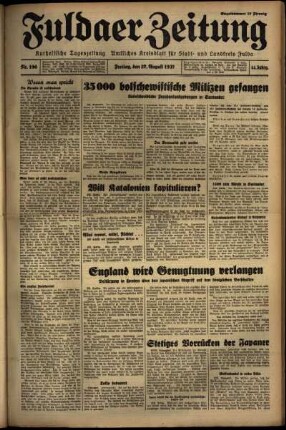 Ausgabe vom Freitag, den 27. August 1937.
