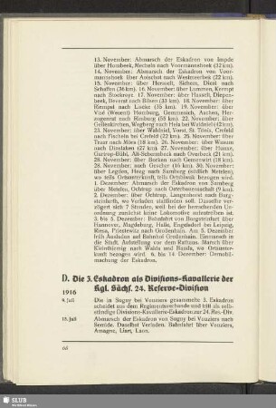 D. Die 3. Eskadron als Divisions-Kavallerie der Kgl. Sächs. 24. Reserve-Division