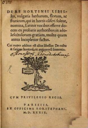De re hortensi libellus