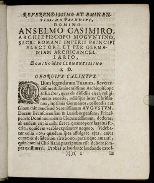 Reverendissimo Et Eminentissimo Principi, Domino Anselmo Casimiro Archiepiscopo Moguntino [...]
