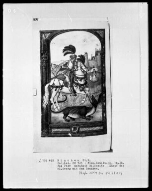 Flämisches Gebetbuch — Der Kampf des heiligen Georg mit dem Drachen, Folio 244verso
