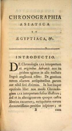 Chronographiae asiaticae et aegyptiacae specimen : In quo I. Origo chronologiae LXX interpretum investigatur, II. Conspectus totius operis exhibetur