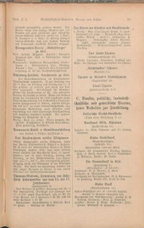 C. Banken, politische, landwirthschaftliche und gewerbliche Vereine, sowie Anstalten zur Fortbildung.
