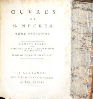Oeuvres de Mr. Necker, 3. Compte rendu