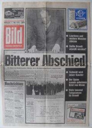 Tageszeitung "Bild" zum Rücktritt von Willy Brandt nach der "Guillaume-Affäre"