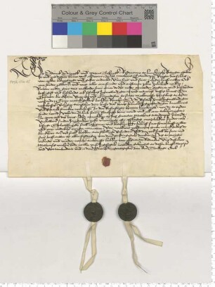 Die Ratsmannen Did. Doringk und Meyne Tobingk bekunden die Spende einer Rente an den Kichherrn, die Vikare und Commendisten zu St. Nicolai; Wohnhaus "in der Rosenstrate".