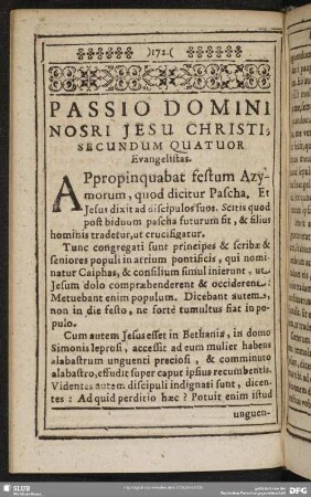 Passio Domini Nosri Jesu Christi, Secundum Quatuor Evangelistas