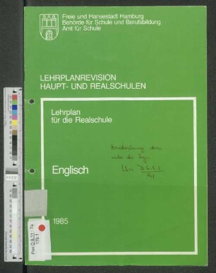 Lehrplanrevision Haupt- und Realschulen : Lehrplan für die Realschule ; Englisch