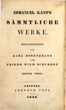Sämmtliche Werke, 1. Kleine logisch-metaphysische Schriften