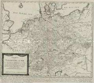 Charte von Teutschland zur Übersicht der Besitzungen der Chur- und Fürstlichen Häuser und der Reichsstädte, nebst den Entschädigungen nach dem definitiven Reichs-Deputations-Schlusse vom 25 Februar 1803. Karte aus: Neuer Indemnisations- Und Grenz-Atlas von Teutschland