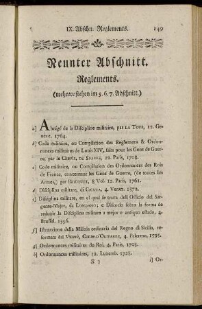 Neunter Abschnitt. Reglements.
