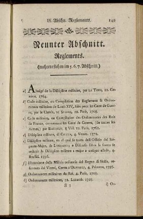 Neunter Abschnitt. Reglements.