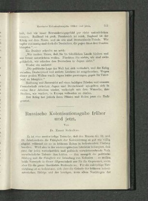 Russische Kolonisationsgabe früher und jetzt.