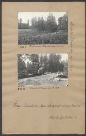 Strecke vor dem Schloßpark Sery. (Feldbahn Ribemont-Sery-Mezières-Front.)