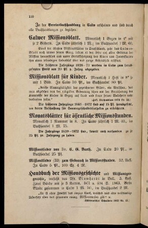 110-112, Weitere Schriften der Calwer Vereinsbuchhandlung