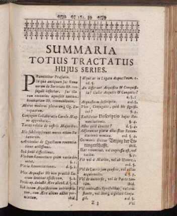 Summaria Totius Tractatus Hujus Series.