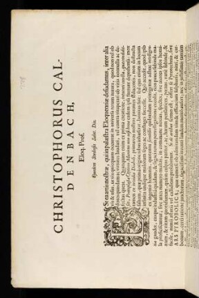 Christophorus Caldenbach, Eloq. Prof. Ejusdem Studiosis Salut. Dic.