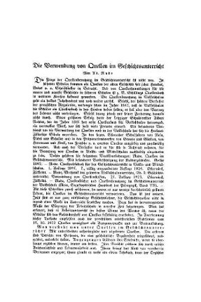 Die Verwendung von Quellen im Geschichtsunterricht