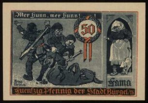 50 Pfennig Gutschein der KämereiKasse der Stadt Bürgel