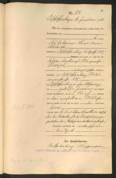 Standesamtsbuch der Stadt Aschaffenburg: Geburten 365/1900 - 184/1901