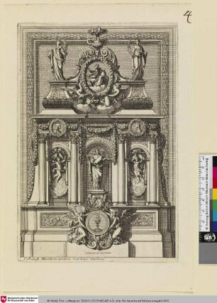 [Tabernakel mit einer Skulptur Christi; Tabernacle orné au centre d'une statue du Christ]