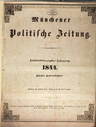 Münchener politische Zeitung : mit allerhöchstem Privilegium. 1844 = Jg. 45, 7 - 12