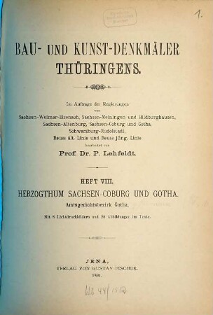 Die Bau- und Kunst-Denkmäler Thüringens, 8. Herzogthum Sachsen-Coburg und Gotha