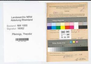 Entnazifizierung Theodor Pfennigs, geb. 25.04.1899 (Krankenpfleger)