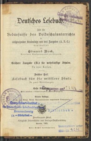 Abteilung 1, [Schülerband]: Lesebuch für die mittlere Stufe : für die Bedürfnisse des Volksschul-Unterrichts in entsprechender Stufenfolge bearbeitet