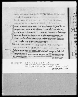 Quadripartitus (Sammlung von Patresexerpten und Kanones in vier Büchern) — Initiale I (nter virum), Folio 128verso