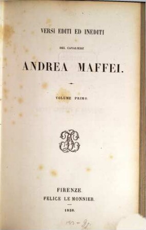 Versi editi ed inediti di Andrea Maffei, 1