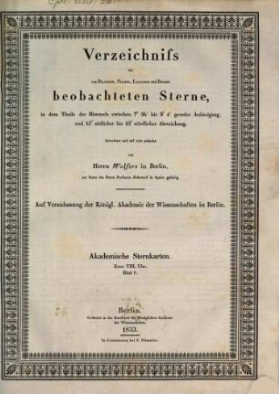 Verzeichniss der von Bradley, Piazzi, Lalande und Bessel beobachteten Sterne, 9. 1833