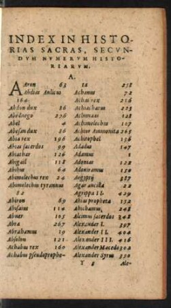 Index In Historias Sacras ...