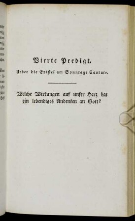 Vierte Predigt. Ueber die Epistel am Sonntage Cantate.