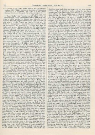 441-444 [Rezension] Schnitzer, Joseph, Peter Delfin, General des Camaldulensordens (1444-1525)