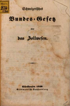 Schweizerisches Bundesgesetz über das Zollwesen