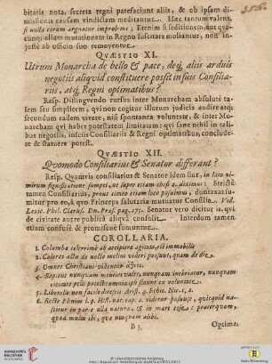 Quaestio XII: Quomodo Consiliarius & Senator differant?