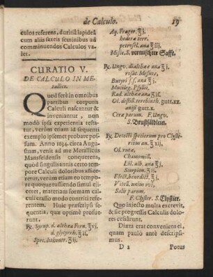 Curatio V. De Calculo In Metallico.